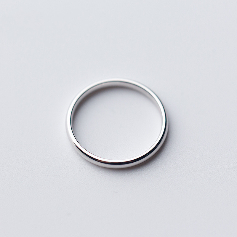 S925 Silver Ring Female Korean Version Simple Glossy Ring Ring Personality Simple Ring Tail Ring