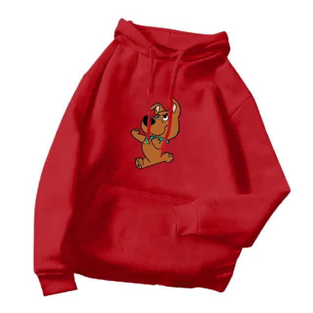Printed Versatile Loose And Thin Casual Hooded Sweater Red - Shop at LoveMi