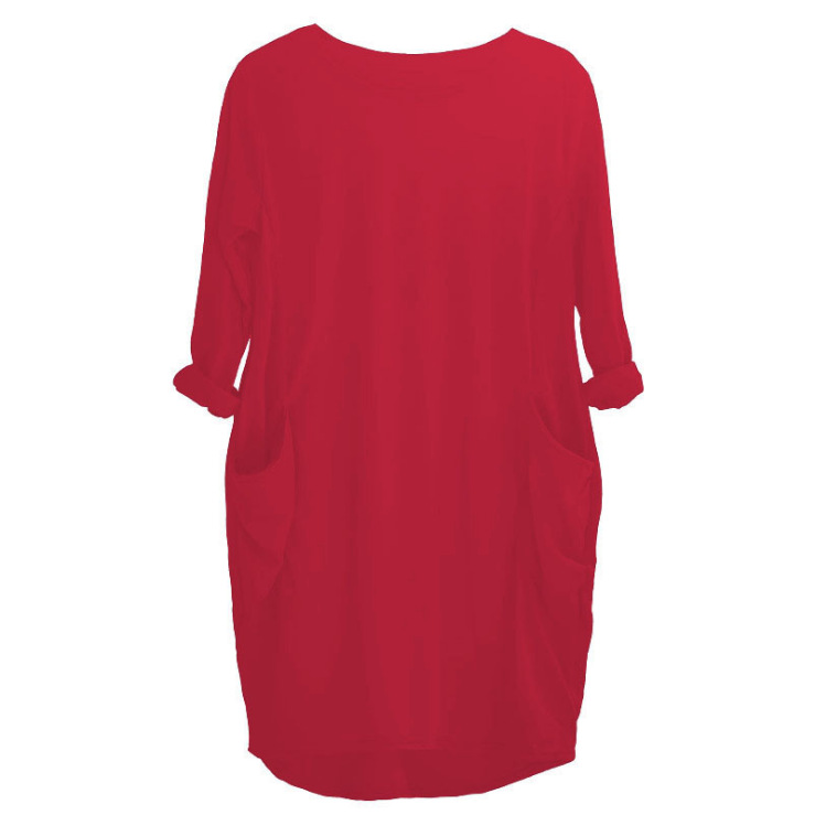 Pure Color Casual Loose Pocket Dress