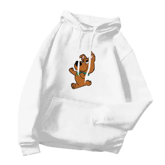 Printed Versatile Loose And Thin Casual Hooded Sweater White - Shop at LoveMi