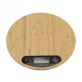 Bamboo Panel Electronic Kitchen Scale Big Round Baking Scale Gram Weight Scale