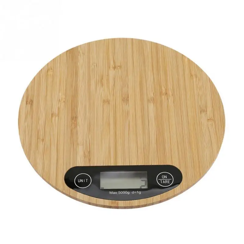 Bamboo Panel Electronic Kitchen Scale Big Round
