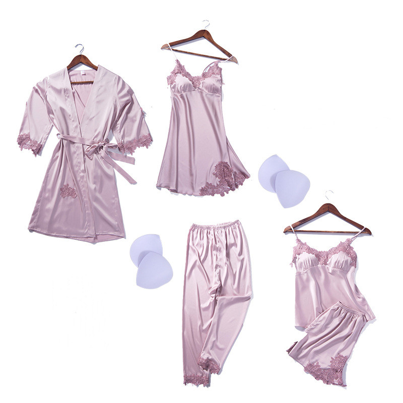 Title 5, Imitation Silk Pajamas With Chest Pad Hanging S...