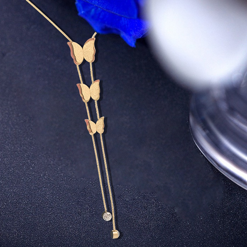 Fashion Three-Dimensional Butterfly Tassel Necklace