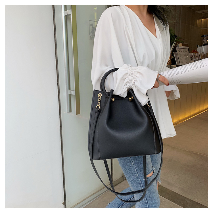 Temperament Big Bags Women's Autumn New Bags Wild Fashion Messenger Mother And Child Bag Simple Single Shoulder Bag Black - Shop at LoveMi