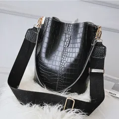 Large-Capacity Bag Female New Retro Fashion Bucket Bag Korean Version Of Simple And Versatile One-Shoulder Messenger Handbag - Black - View 1