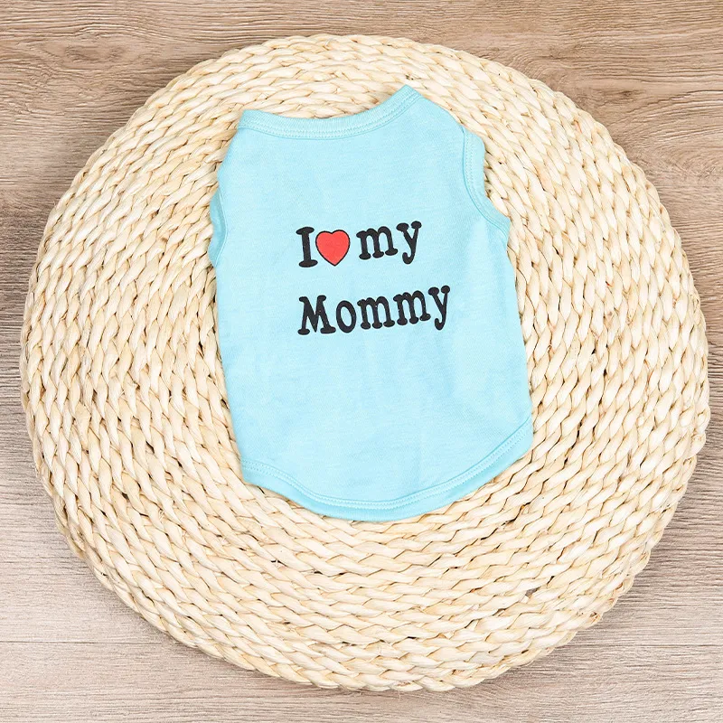 Love Mom Vest Summer Print Letters - Blue
