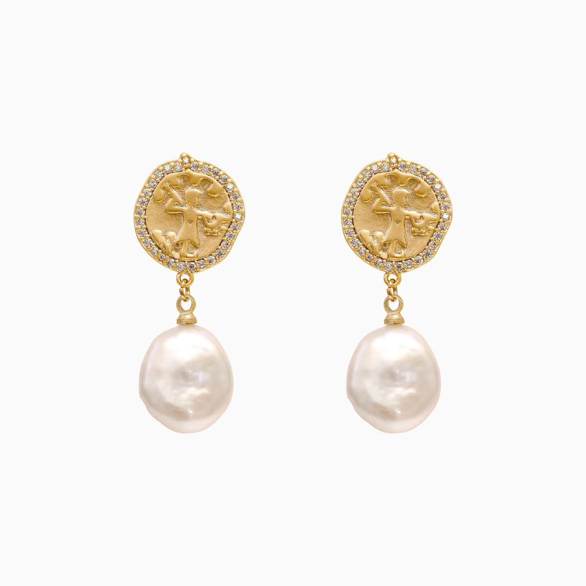 Nostalgic Gold Vintage Special-Shaped Freshwater Pearl Earrings