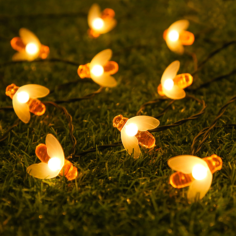LED Outdoor Solar Lamp String Lights Fairy Holiday Christmas Party Garland Solar Garden Waterproof Linghting Bee — foto 6