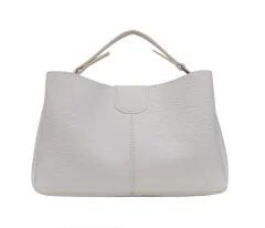 Messenger Bag One-shoulder Portable PU Soft Surface Zipper Messenger Bag - White - View 1