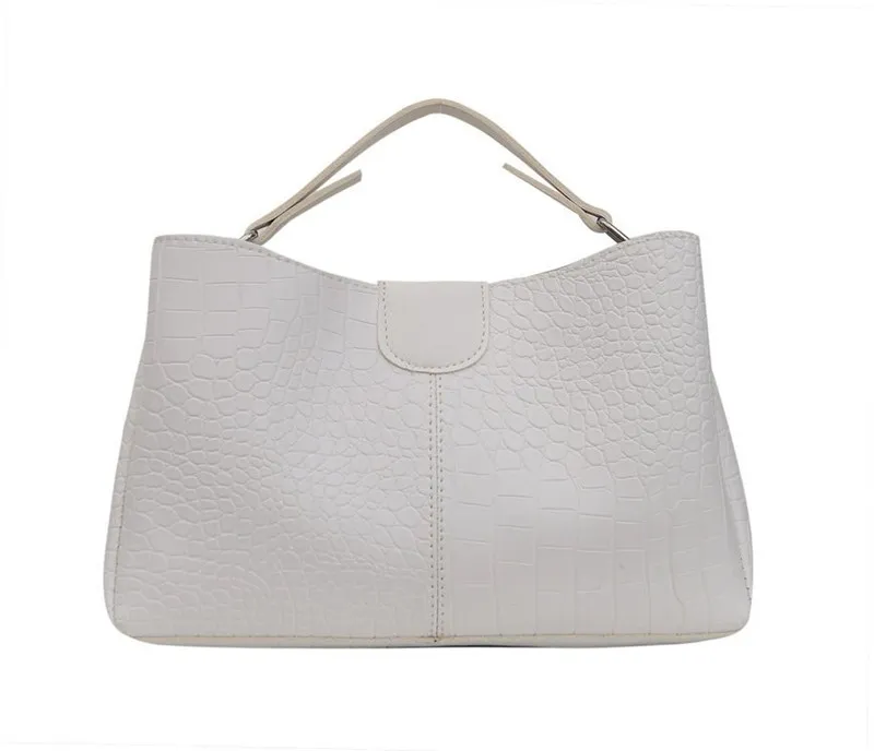 Messenger Bag One-shoulder Portable PU Soft Surface Zipper Messenger Bag - White