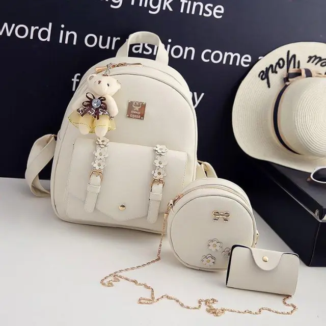 New Three Piece Leisure And Versatile Backpack White - Shop at LoveMi