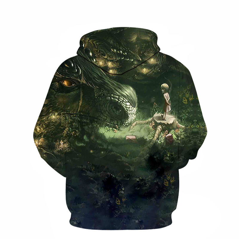 New Digital Print Loose Casual Hoodie