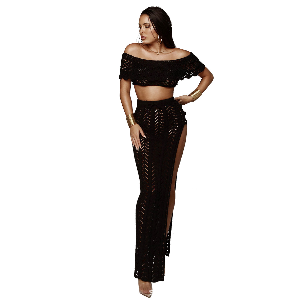 Sexy Cutout Knee length Skirt Black - Shop at LoveMi