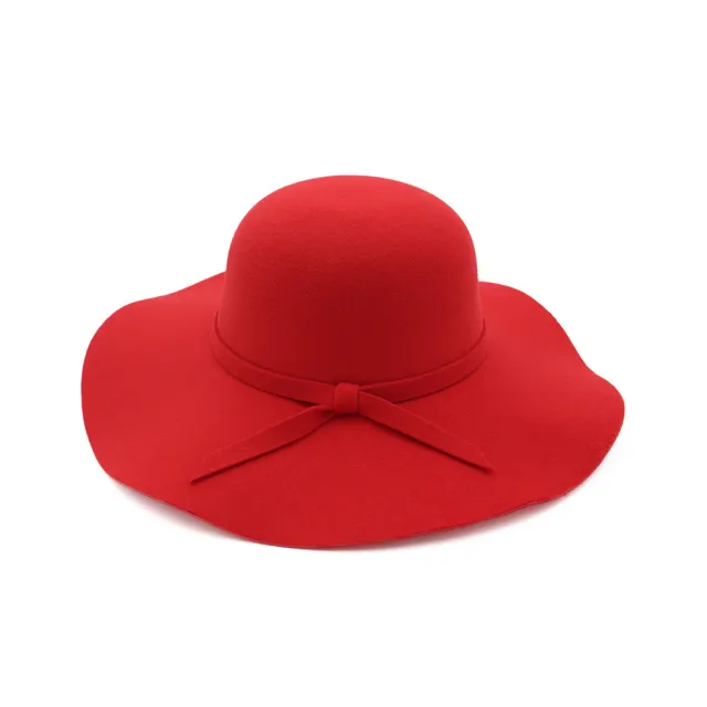 Stylish Woolen Dome Hat With Big Wavy Edges Red - Shop at LoveMi