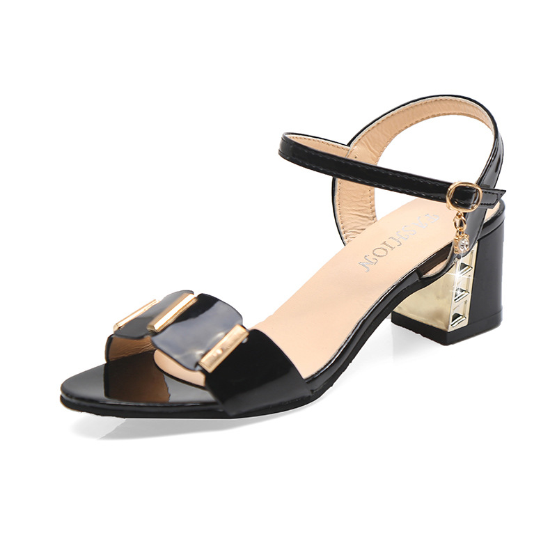 Fashion All-Match Thick Heel Toe Comfortable All-Match Buckle Sandals