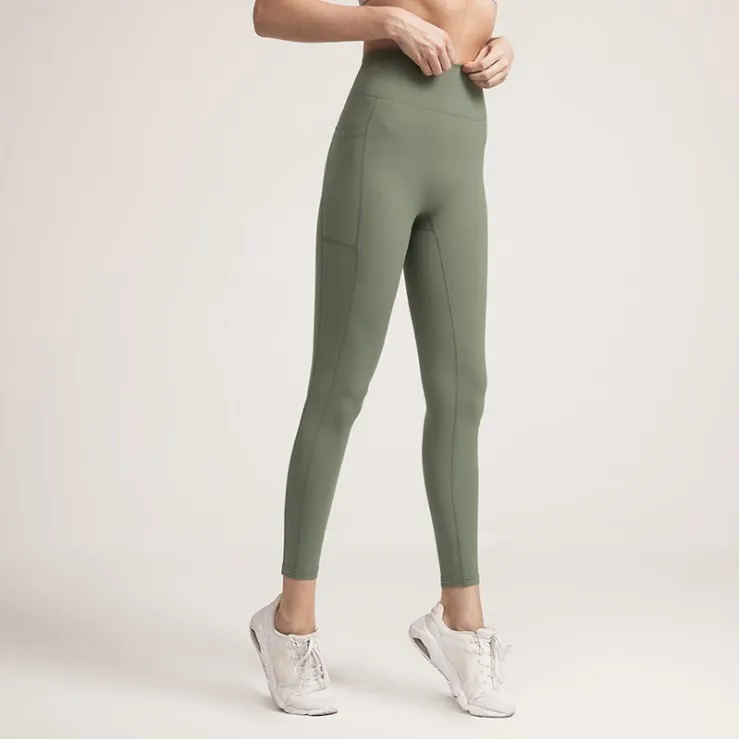 Sexy Slimming Weight Loss Fitness Compression Yoga Pants Female Running Trousers High Waist Seamless Leggings Tight Sports Pants - Army Green