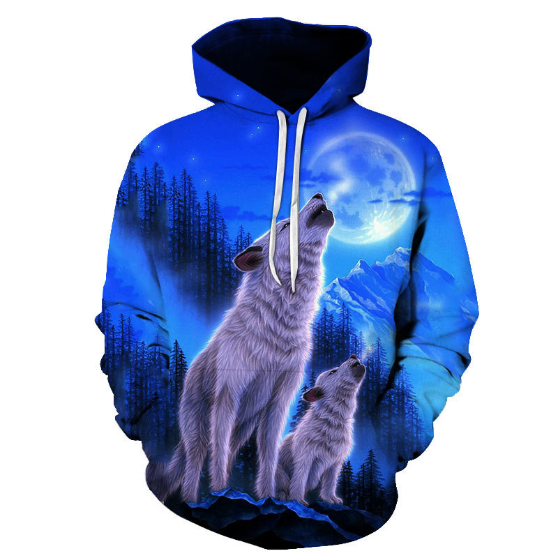 Title 2, Lovers Wear 3D Wolf Digital Printing Hooded Bas...