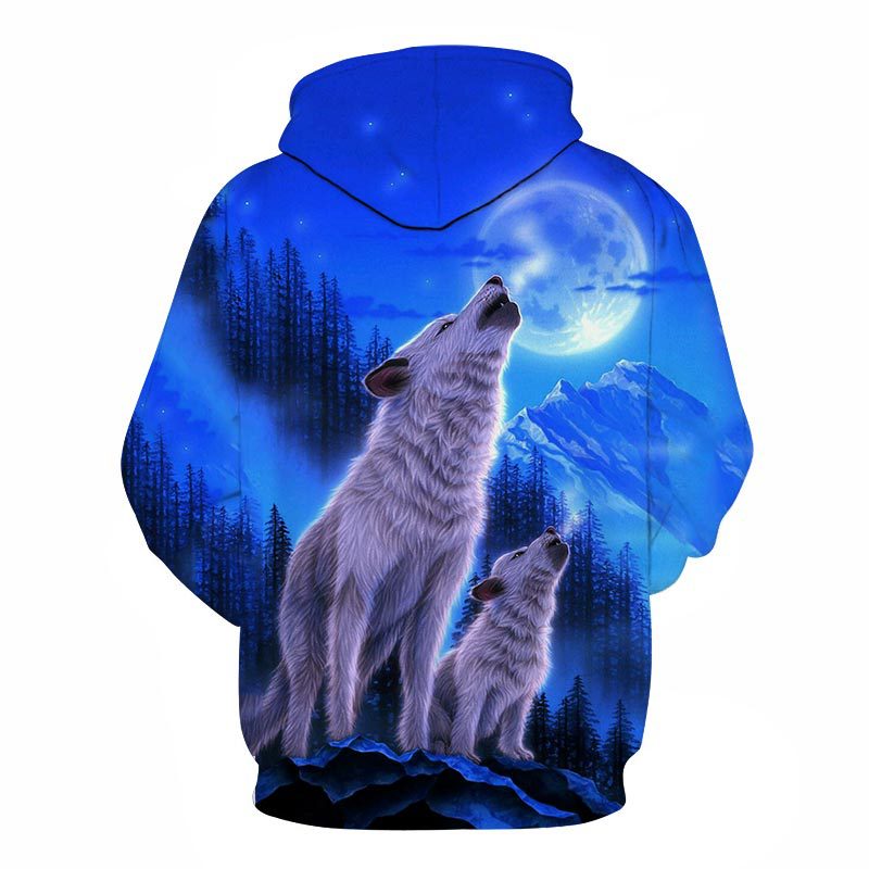 Lovers Wear 3D Wolf Digital Printing Hooded Baseball Uniform Autumn And Winter Men'S And Women'S Hooded Sweater 