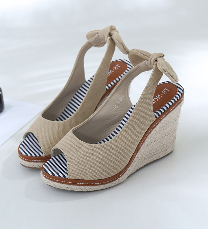 Spring New Style Roman Style Slope With Fish Mouth Back Strap Women'S Shoes