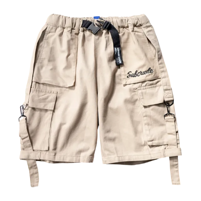 Mushibao Functional Wind Streamer Overalls Shorts Male Loose Ins Students Japanese Wild Summer Five Point Pants Pants Khaki - Shop at LoveMi