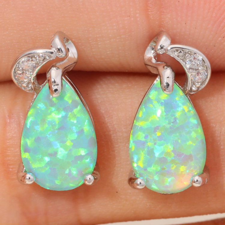 New Light Green Aobao Water Drop Earrings Cross Border European And American Fashion Women'S Simple Earrings