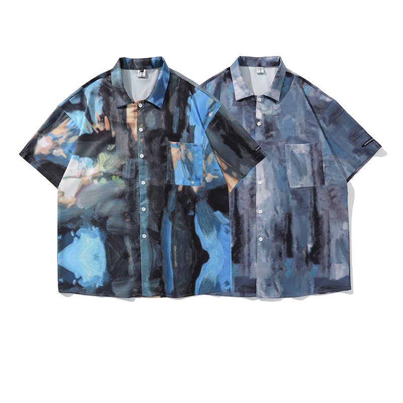 European And American Hip-Hop Oil Painting Print Short-Sleeved Shirt Women