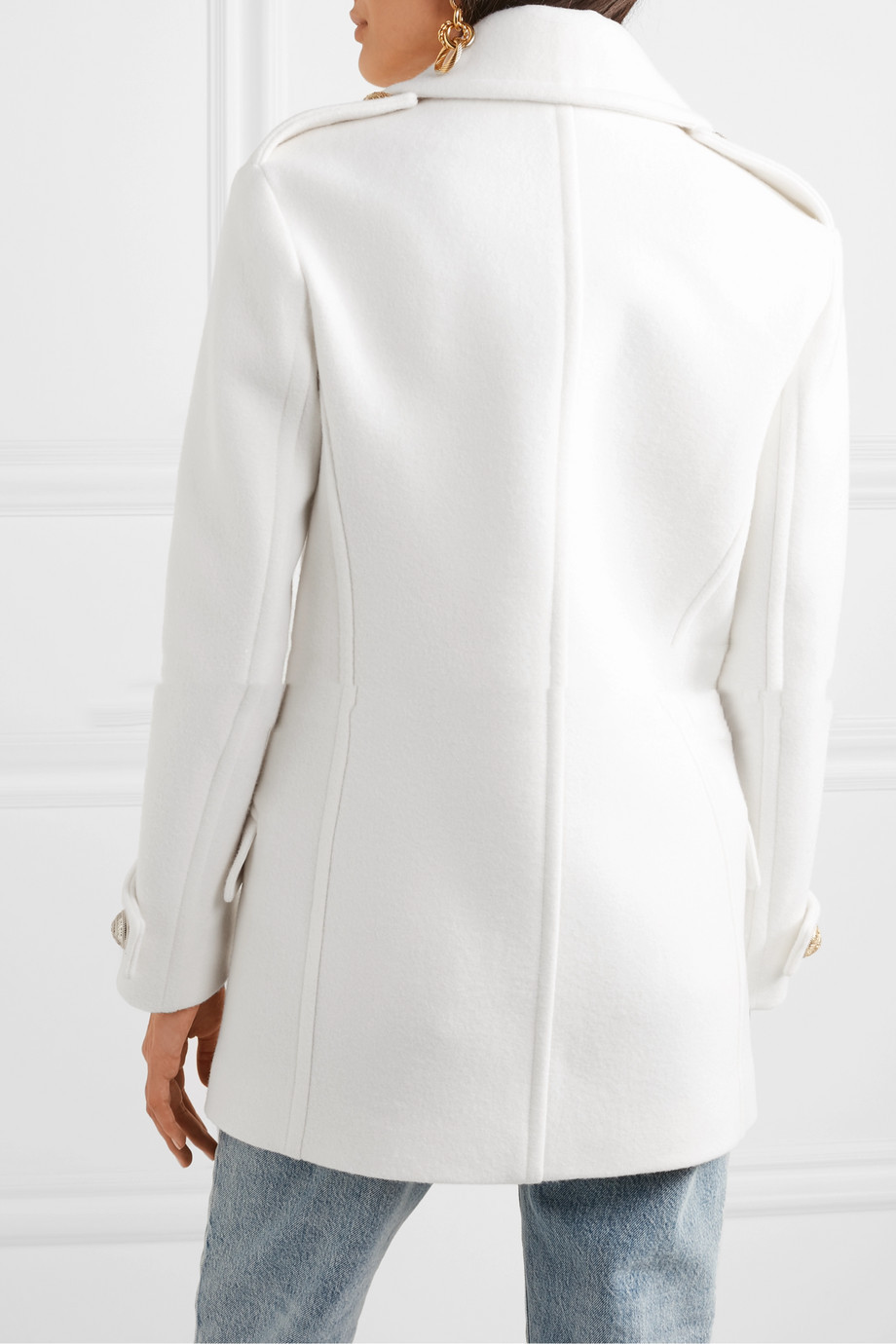 Temperament Casual White Double-Breasted Cashmere Coat