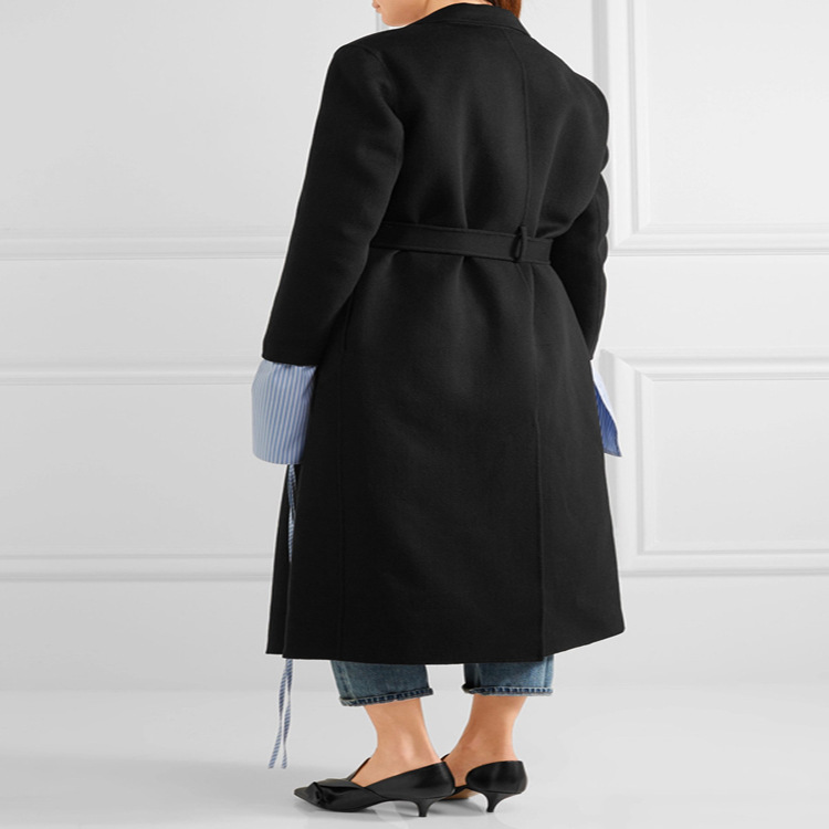 Lapel Tie Slim Over-Length Cashmere Coat