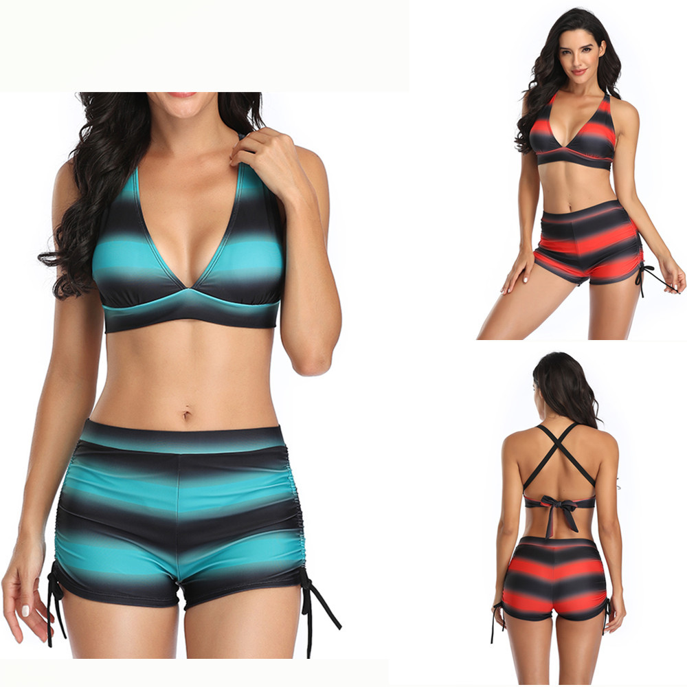 New Split Striped Sexy Bikini Bijini Female Swimwear European And American Style Manufacturers Wholesale H146