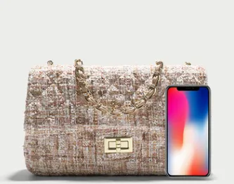 Xiaoxiangfeng Super Fire Woolen Cloth Small Square Bag Girl - Apricot