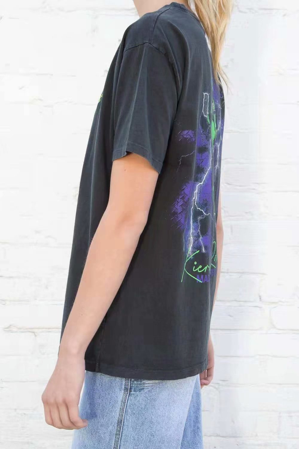 New European Style Printed Motorcycle Cotton Loose T-Shirt Bm Top Women