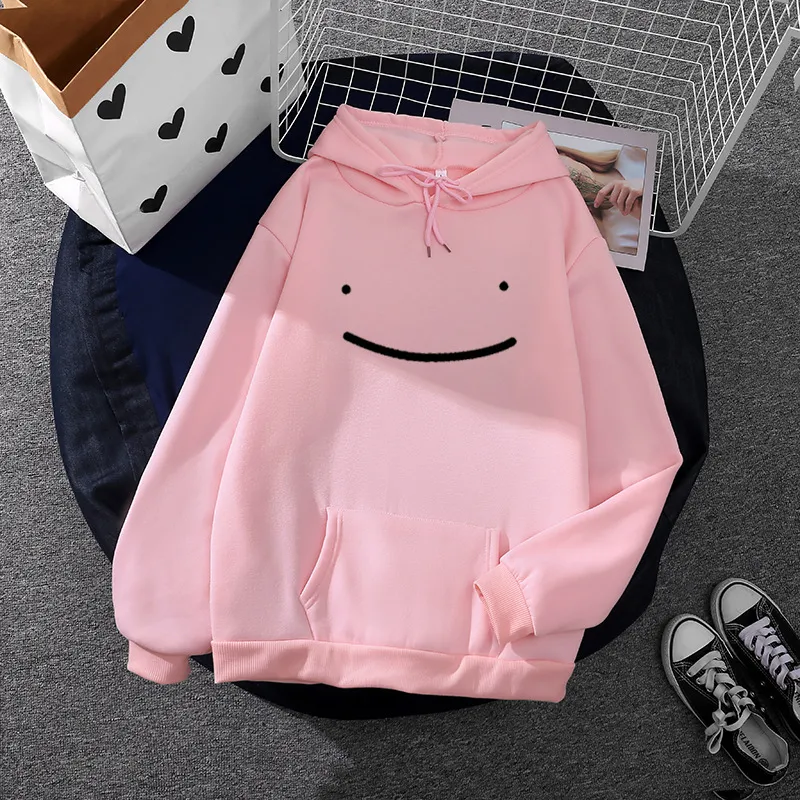 Loose Solid Color Hooded Sweatshirt Preppy Hoodie For Students Sports Tops - Pink