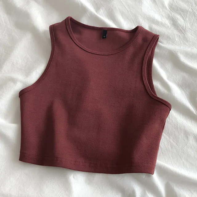 Foreign Trade Net Red Bm Wind Leaking Umbilical Vest New High Waist Slim Stretch Slim Short Sleeveless Bottoming Female Xia Lu Waist Wine Red - Shop at LoveMi