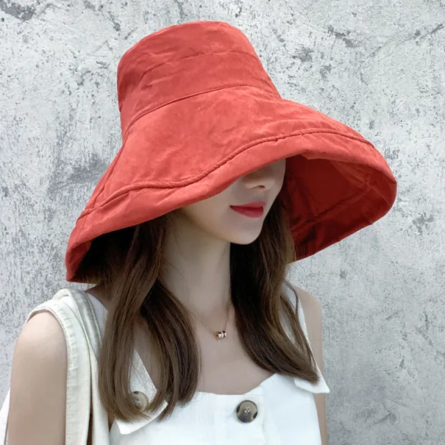 Sun Hat Summer Foldable Bucket Hat for Women Outdoor Sunscreen Cotton Fishing Hunting Cap Anti UV wide brim bucket Sun hat Red - Shop at LoveMi