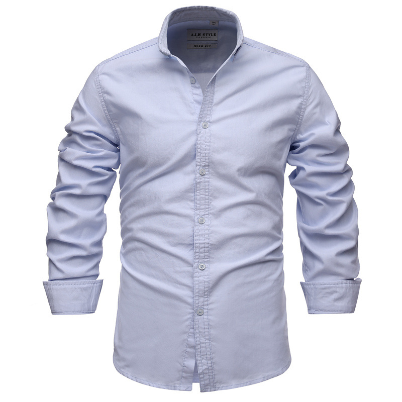 Pure Color Cotton Oxford Shirt Quality Business Casual Men's Slim Shirt