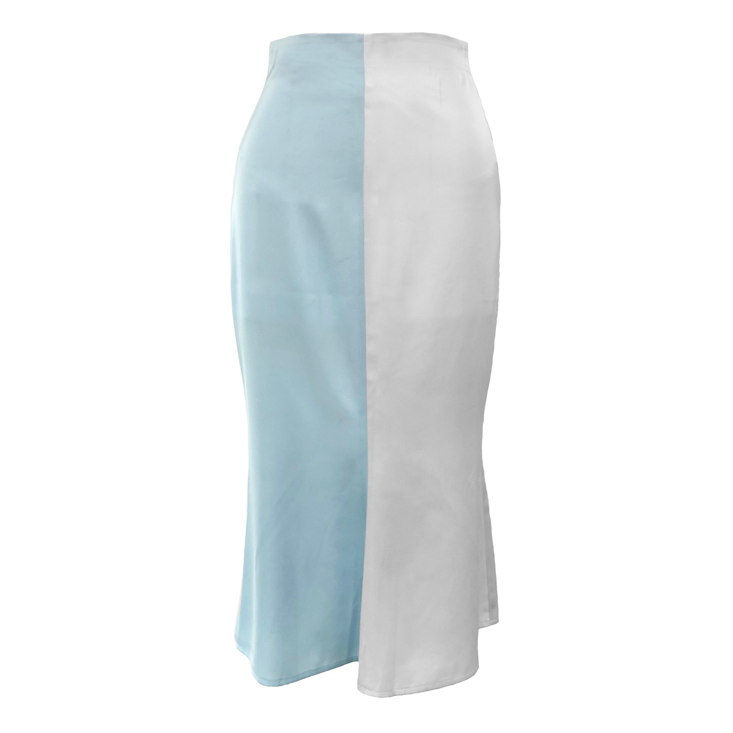 High Waist Zipper Satin Color Block Dress Gray - Shop at LoveMi