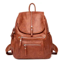Korean Version Of New Sheepskin Student Trendy Fashion Travel Handbags - Brown - View 1