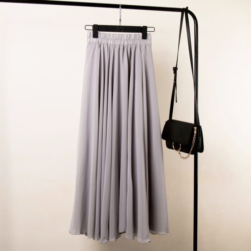 Spring Chiffon Skirt Spring And Autumn Big Swing Fairy Skirt Thin Skirt A-Line Pleated Skirt Half-Length Skirt
