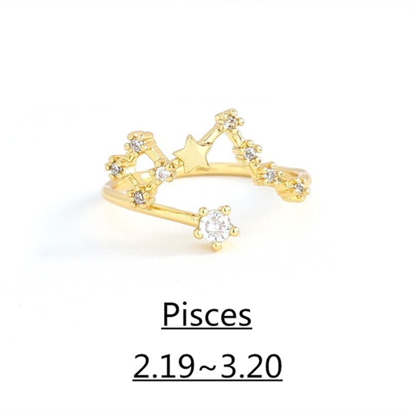 Twelve Constellation Zircon Ring, European And American Fashion  Ring, Good Luck Girlfriend Birthday Gift Factory Wholesale