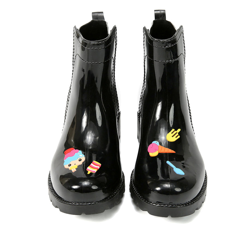 Women's Martin Rain Boots Wear Waterproof Low Top Rain Boots Black - Shop at LoveMi