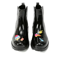 Women's Martin Rain Boots Wear Waterproof Low-Top Rain Boots - Black - View 1