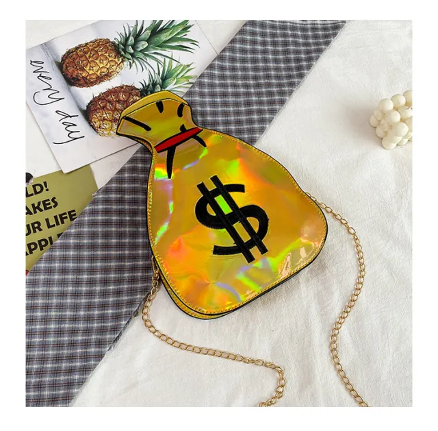 Funny Personality Embroidered Money Bag Messenger Bag Gold - Shop at LoveMi
