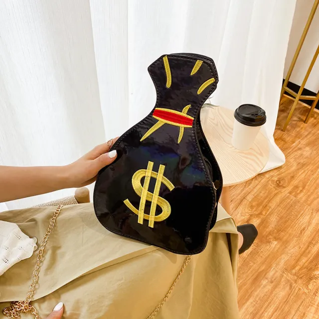 Funny Personality Embroidered Money Bag Messenger Bag Black - Shop at LoveMi