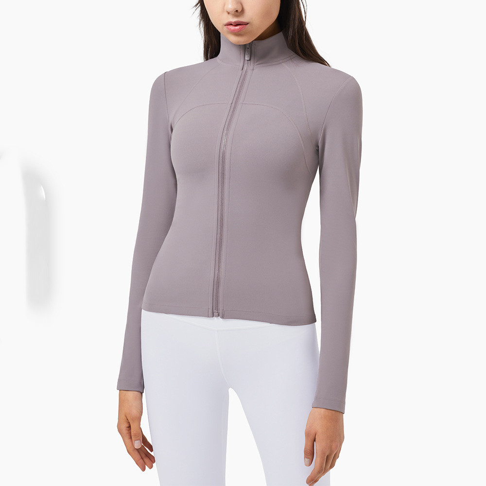 Nude High Collar Slim Sportswear Jacket Women'S Long Sleeve Zipper Yoga Suit