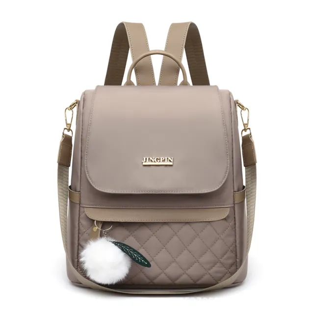 Portable Simple Rhombus Travel Anti Theft Back Female Bag Khaki - Shop at LoveMi