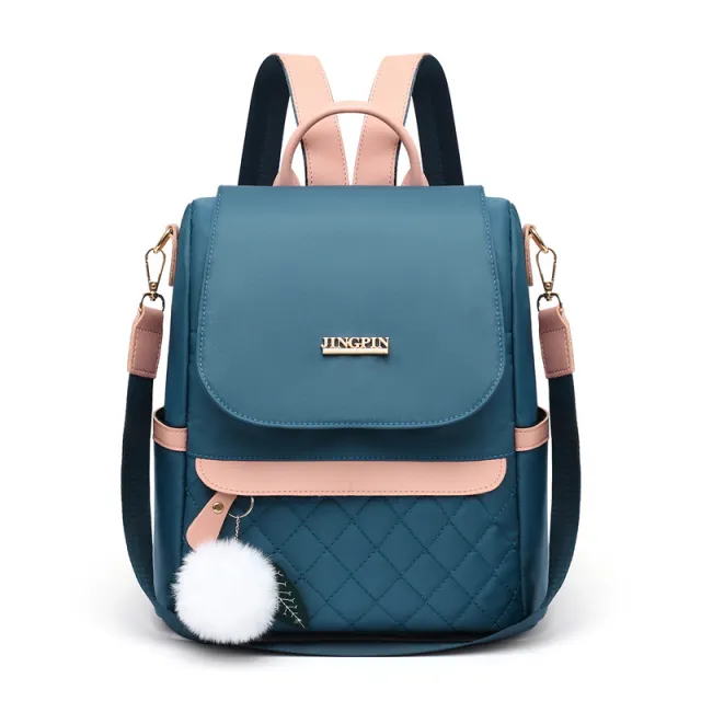 Portable Simple Rhombus Travel Anti Theft Back Female Bag Blue - Shop at LoveMi