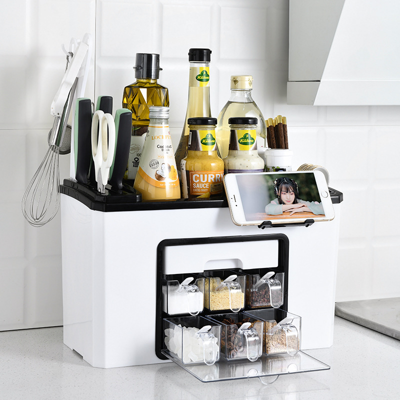 Title 6, Multifunctional organizing kitchen plastic shel...