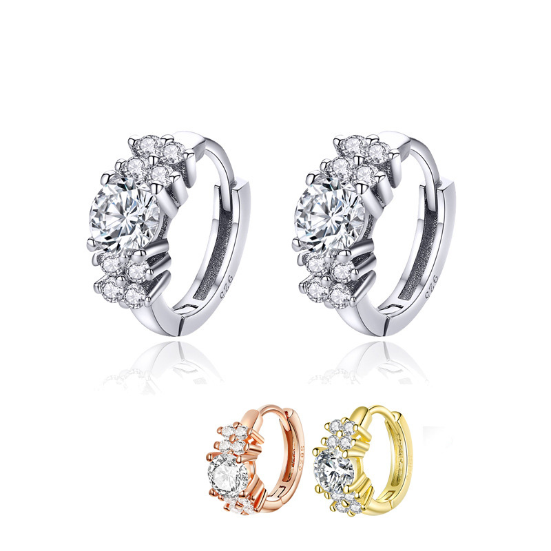 Fashion Three-Color Sterling Silver Zircon Earrings