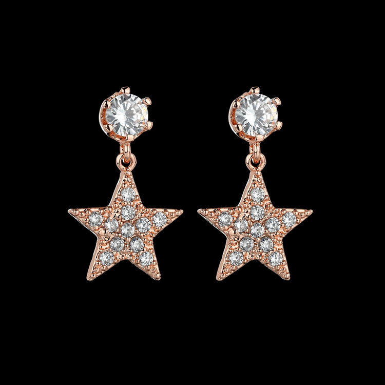 Korean Style Temperament Net Red Earrings Simple Wild Geometric Earrings S925 Sterling Silver Needle Factory Wholesale Five-Star Earrings